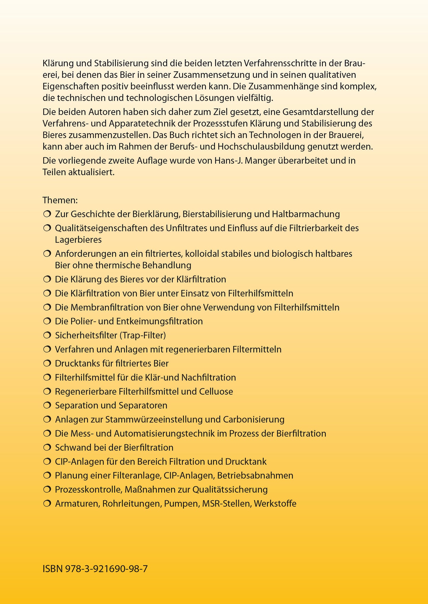 Klärung und Stabilisierung des Bieres