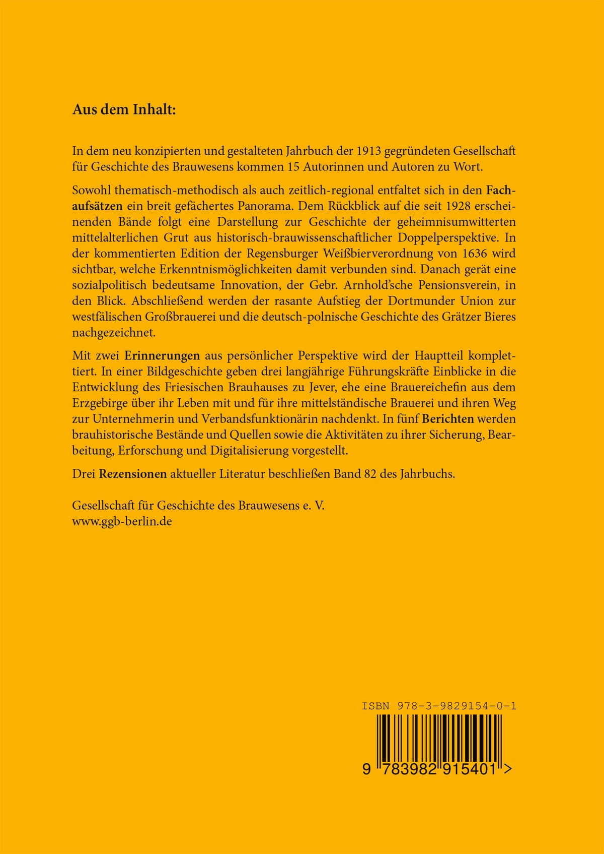 GGB-Jahrbuch Band 82 (2026) der Gesellschaft für Geschichte des Brauwesens e.V.